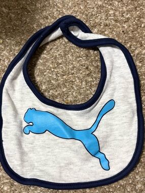 Puma White Bib with Bright Blue Logo and Navy Trim